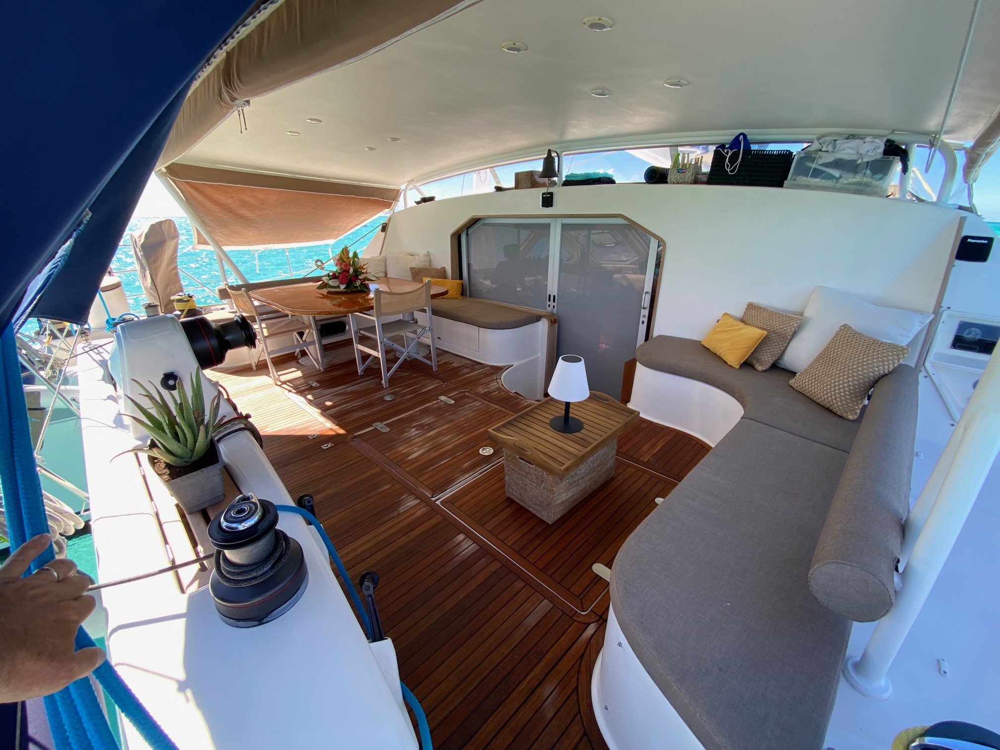 The outdoor lounge area